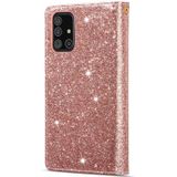 For Samsung Galaxy A81 / Note 10 Lite / M60s Multi-card Slots Starry Sky Laser Carving Glitter Zipper Horizontal Flip Leather Case with Holder & Wallet & Lanyard(Rose Gold)