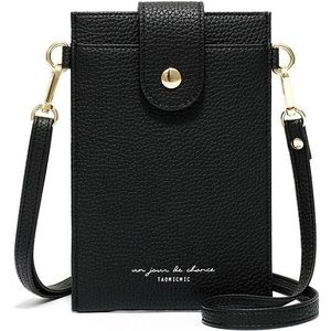 T6029 Niche Messenger Bag Thin Ladies Mobile Wallet(Black)