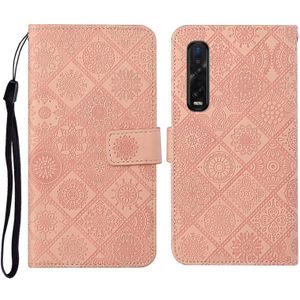 For OPPO Find X2 Pro Ethnic Style Embossed Pattern Horizontal Flip Leather Case with Holder & Card Slots & Wallet & Lanyard(Pink)