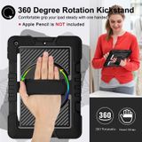 360 Degree Rotation Contrast Color Shockproof Silicone + PC Case with Holder & Hand Grip Strap & Shoulder Strap For iPad 9.7 2018 / 2017 / Air / Air 2 / Pro 9.7 (Black)