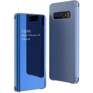 Mirror Plated Ultra-Thin Mobile Phone Smart Protective Case For Samsung S10 Plus Flip-Free Smart Answering Phone(Blue)