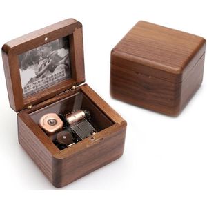 Frame Style Music Box Wooden Music Box Novelty Valentine Day Gift Style: Walnut Red-Bronze Movement