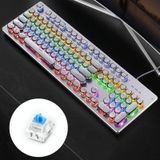 YINDIAO Electroplating Punk Mixed Light USB Mechanical Gaming Wired Keyboard  Blue Shaft (White)