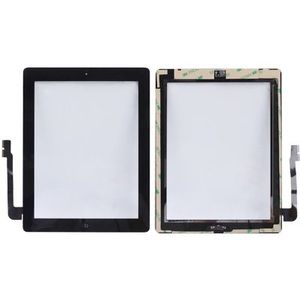 (Controller Button + Home Key Button PCB Membrane Flex Cable + Touch Panel Installation Adhesive)  Touch Panel for New iPad (iPad 3)(Black)