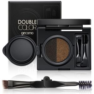 GECOMO Double Color Air Cushion Eyebrow Makeup Dye Palette With Eyebrow Brush (Grey)
