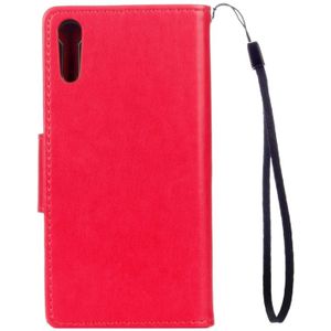For Sony Xperia XZ Butterflies Love Flowers Embossing Horizontal Flip Leather Case with Holder & Card Slots & Wallet & Lanyard(Red)