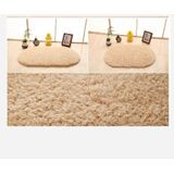 Faux Fur Rug Anti-slip Solid Bath Carpet Kids Room Door Mats Oval  Bedroom Living Room Rugs  Size:80x120cm(Khaki)