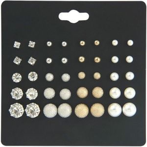 60 Pairs Six-Jaw Zircon Earrings Female Pearl Diamond Jewelry