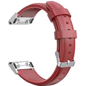 For Garmin Fenix 6S Oil Wax Calfskin Strap(Red)