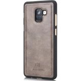 DG.MING for Galaxy A8+ (2018) Crazy Horse Texture Horizontal Flip Detachable Magnetic Protective Case with Holder & Card Slots & Wallet(Grey)