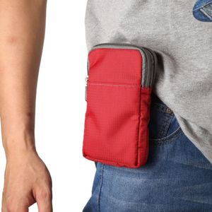 Multi-function Casual Sport Mobile Phone Double Zipper Waist Pack Diagonal Bag for 6.9 Inch or Below Smartphones (Red)