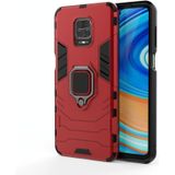 Voor Xiaomi Redmi Note 9 Pro Max PC + TPU Anti-fall Beschermende Shell Met Magnetische Ring Bracket (Rood)