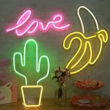 LED Acrylic Transparent Back Panel Neon Light Holiday Decoration Lamp(Cactus)