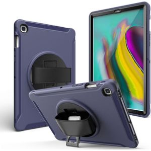 For iPad 10.5 / Air 10.5  360 Degree Rotation PC + Silicone Protective Case with Holder & Hand-strap(Dark Blue)