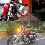 Motorcycle Silver Shell Retro Lamp LED Headlight Modification Accessories for CG125 / GN125(Yellow)