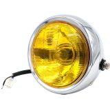 Motorcycle Silver Shell Retro Lamp LED Headlight Modification Accessories for CG125 / GN125(Yellow)