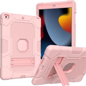 Contrastkleur robot schokbestendig siliconen + pc-beschermhoes met houder voor iPad 10.2 (2019) / (2020)(Rose Gold)