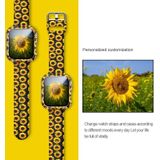 Siliconen afdrukken Gentegreerde vervanging horloge Case Watchband voor Apple Watch Series 6 & SE & 5 & 4 44mm (Sun Flower)