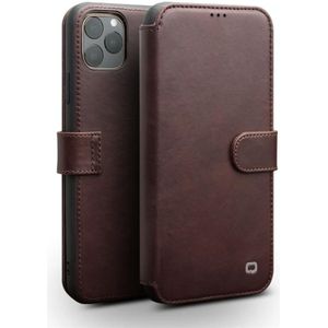 For iPhone 11 Pro QIALINO Business Magnetic Buckle Horizontal Flip Leather Case with Card Slots(Dark Brown)