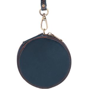 K058 Retro Cute Round Coin Storage Bag Casual Clutch(Dark Blue)