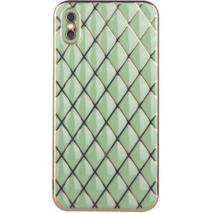 Electroplated Rhombic Pattern Sheepskin TPU Protective Case For iPhone XS Max(Avocado Green)