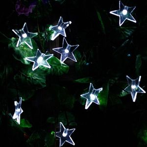 Star Shape 20 LEDs Outdoor Garden Christmas Festival Decoration Solar Lamp String(White)