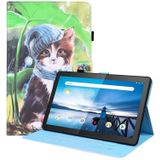 For Lenovo M10 FHD REL TB-X605FC / TB-X605LC Animal Pattern Horizontal Flip Leather Case with Holder & Card Slots & Photo Frame(Bib Kitten)