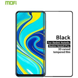 For Xiaomi Redmi Note 9S/Note 9 Pro MOFI 9H 3D Explosion-proof Curved Screen Tempered Glass Film(Black)