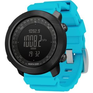 NORTH EDGE Multi-function Waterproof Outdoor Sports Electronic Smart Watch  Support Humidity Measurement / Weather Forecast / Speed Measurement  Style:Silicone Strap(Blue)