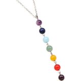 7 Color Natural Stone Beads Pendant Necklace Women Yoga Reiki Healing Balancing Necklaces Charms Jewelry