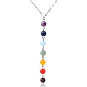 7 Color Natural Stone Beads Pendant Necklace Women Yoga Reiki Healing Balancing Necklaces Charms Jewelry