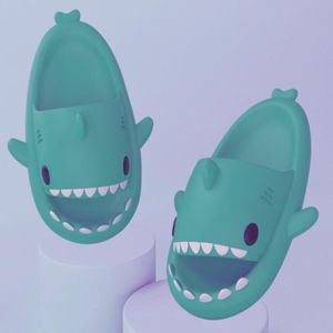 Shark Summer Couple Slippers Room EVA Cute Cartoon Sandals  Size: 44/45(Mint Green)