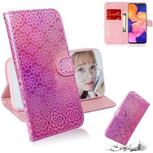 For Galaxy A10 / M10 Solid Color Colorful Magnetic Buckle Horizontal Flip PU Leather Case with Holder & Card Slots & Wallet & Lanyard(Pink)