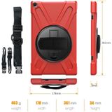 For Amazon Kindle Fire HD10 2019 / 2018 / 2017 Shockproof Colorful Silicone + PC Protective Case with Holder & Hand Strap & Shoulder Strap(Red)