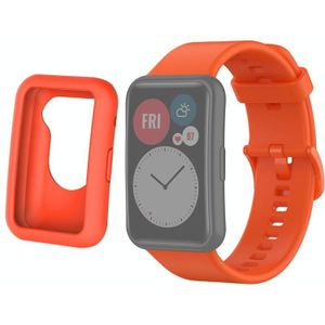 For Huwei Watch Fit Protective Silicone Case + Silicone Watchband Kit(Orange)