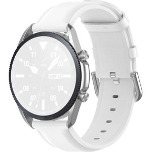For Galaxy Watch 3 41mm Round Tail Leather Strap  Size: Free Size 20mm(White)