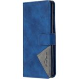 For Samsung Galaxy A51 Rhombus Texture Magnetic Buckle Horizontal Flip Leather Case with Holder & Card Slots & Wallet & Photo Frame(Blue)