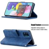 For Samsung Galaxy A51 Rhombus Texture Magnetic Buckle Horizontal Flip Leather Case with Holder & Card Slots & Wallet & Photo Frame(Blue)