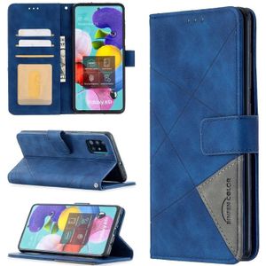 For Samsung Galaxy A51 Rhombus Texture Magnetic Buckle Horizontal Flip Leather Case with Holder & Card Slots & Wallet & Photo Frame(Blue)