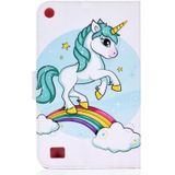 For Amazon Kindle Fire 7 (2019) / (2017) / (2016) / (2015) Colored Drawing Pattern Horizontal Flip PU Leather Case with Holder & Card Slot & Sleep / Wake-up Function(Unicorn)
