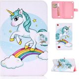 For Amazon Kindle Fire 7 (2019) / (2017) / (2016) / (2015) Colored Drawing Pattern Horizontal Flip PU Leather Case with Holder & Card Slot & Sleep / Wake-up Function(Unicorn)