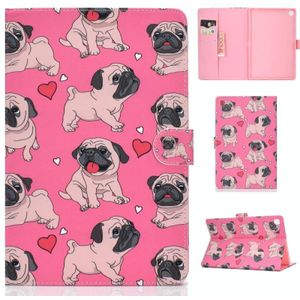 For Samsung Galaxy Tab A 10.1 (2019) T510/T515 Colored Drawing Pattern Horizontal Flip PU Leather Case with Holder & Card Slot(Love Dog)