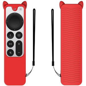Cat Ears Shape Silicone Protective Case Cover For Apple TV 4K 4th Siri Remote Controller(Red)