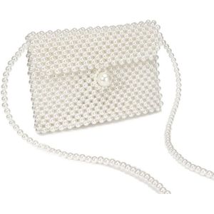 Women Fashion Beaded Single Shoulder Crossbody Bag (Beige)