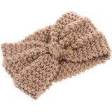 Winter Knitted Headband Turban Women Crochet Bow Wide Stretch Hairband Head Wrap(Khaki)