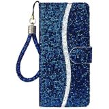 For Samsung Galaxy S8 Glitter Powder Horizontal Flip Leather Case with Card Slots & Holder & Lanyard(Blue)