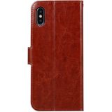 For iPhone X Crazy Horse Texture Horizontal Flip Leather Case with Holder & Card Slots & Wallet & Photo Frame(Brown)