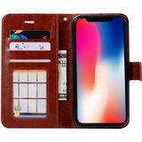 For iPhone X Crazy Horse Texture Horizontal Flip Leather Case with Holder & Card Slots & Wallet & Photo Frame(Brown)