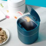 Household Mini Desktop Trash Can Covered Debris Storage Cleaning Cylinder Box  Style:Push-type(Blue)