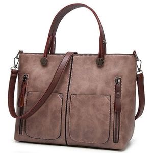 Vintage Shoulder Bag Female Causal Totes for Daily Shopping(light pink)